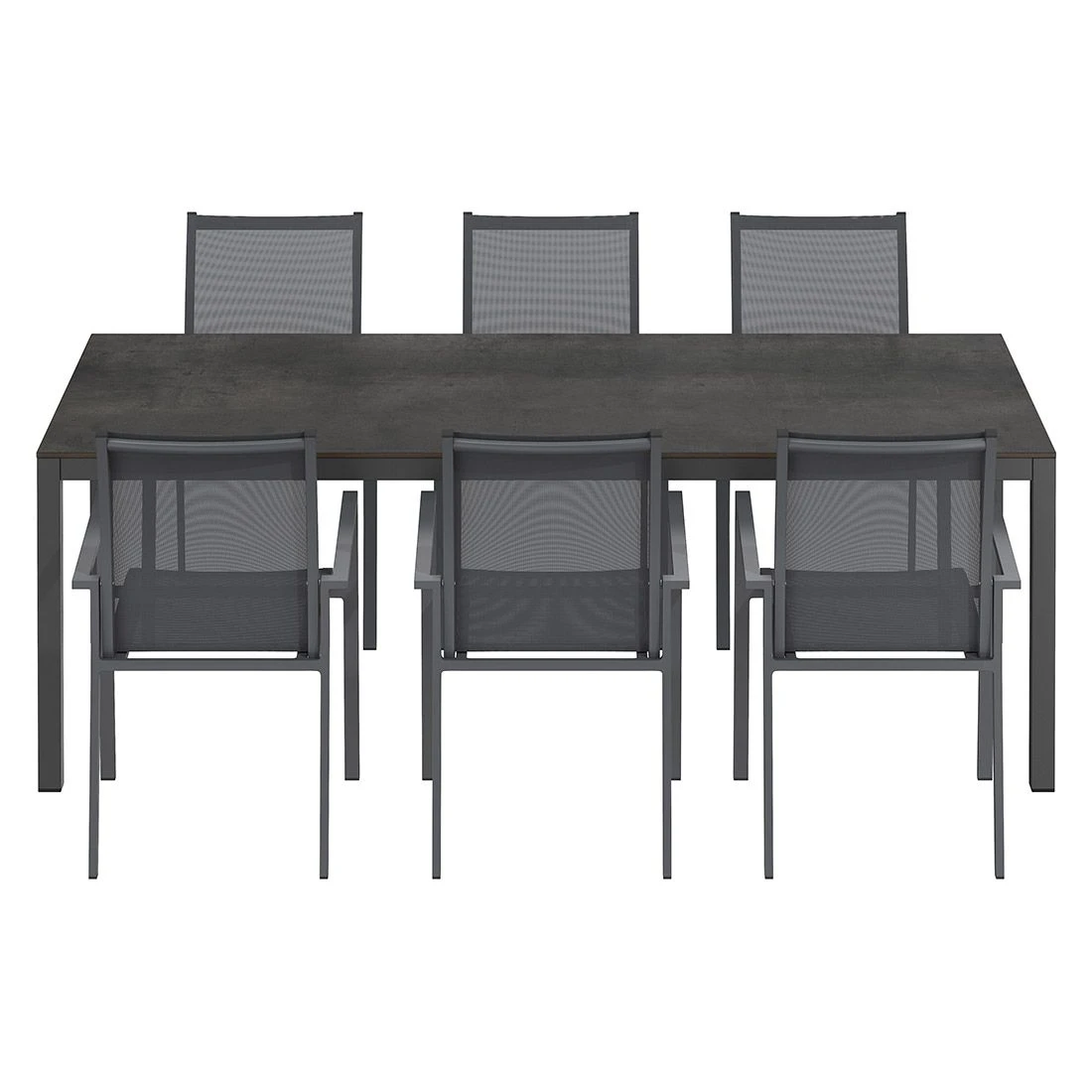 OUTLIV. Kobe Gartenmöbel-Set 7-tlg. Tisch 220x100cm Anthrazit/Zement Dunkel