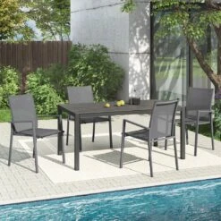 OUTLIV. Kobe Gartenmöbelset 5-tlg.Tisch 160x90cm Anthrazit Anthrazit