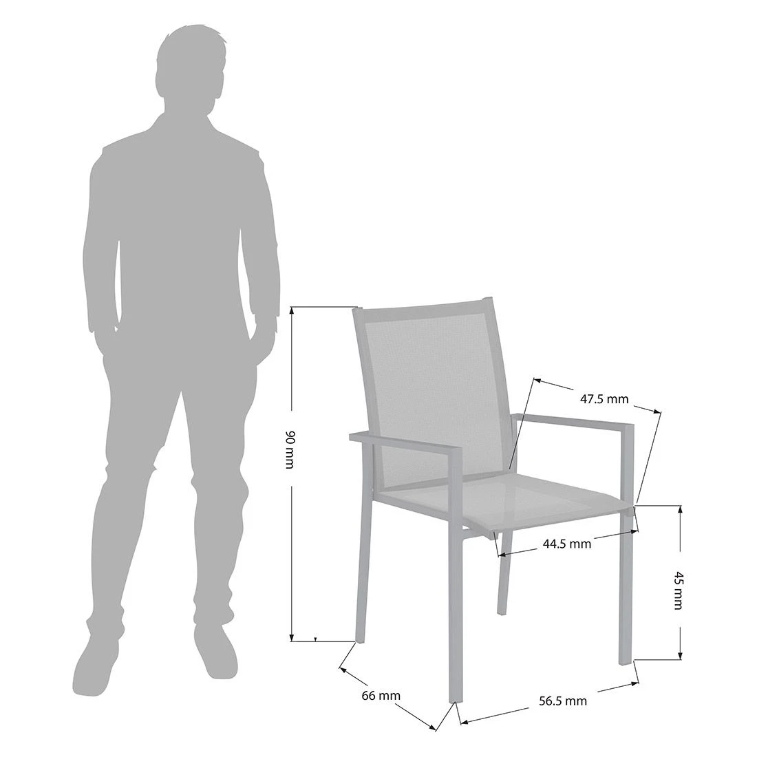 OUTLIV. Kobe Stapelsessel Aluminium/Textilene Anthrazit