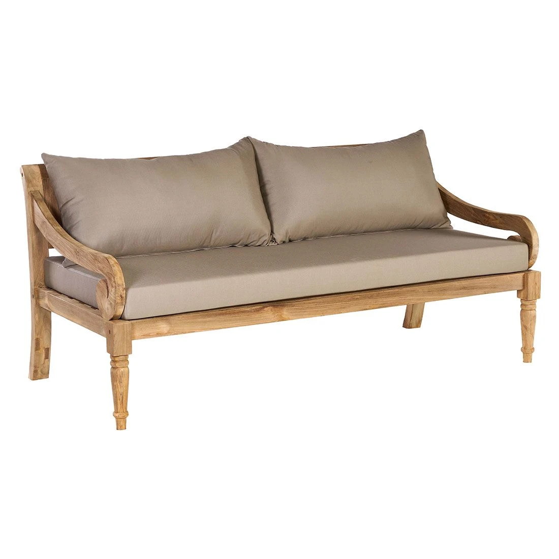 OUTLIV. Korfu Loungebank 166 cm Teak/Olefin Natur/Braun