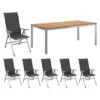 OUTLIV. Kreta Gartenmöbelset 7-tlg. Klappsessel Mit Tisch 220x100cm Silber/Coal