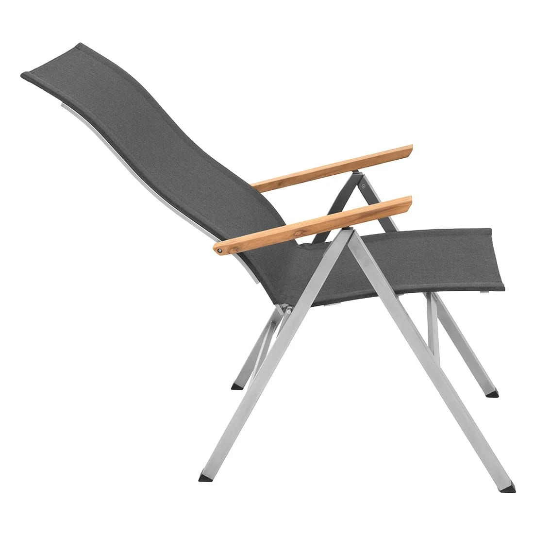 OUTLIV. Kreta Gartenmöbelset 7-tlg. Klappsessel mit Tisch 220x100cm Silber/Coal