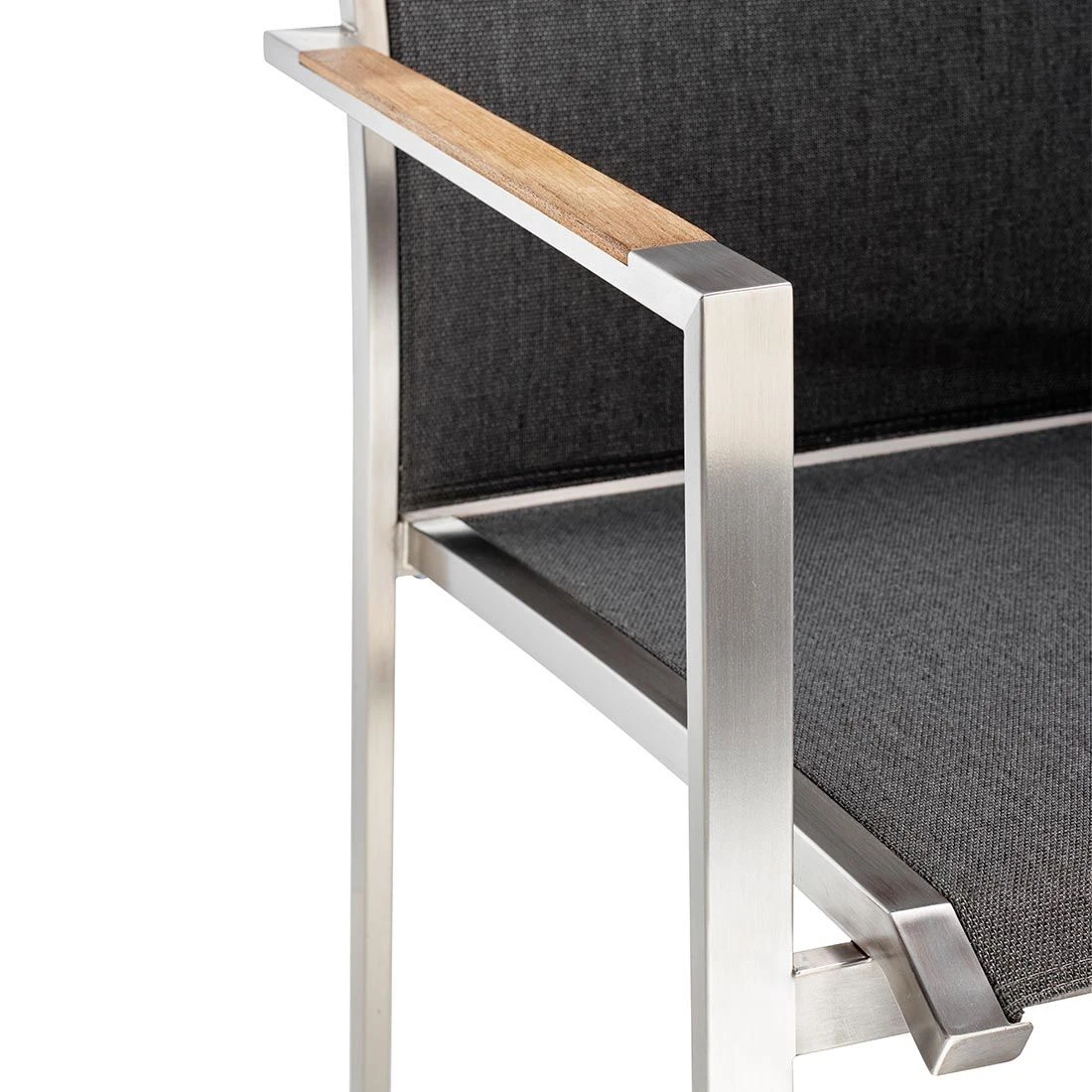 OUTLIV. Kreta Gartenmöbelset 7-tlg. Stapelsessel mit Tisch 220x100cm Silber/Coal