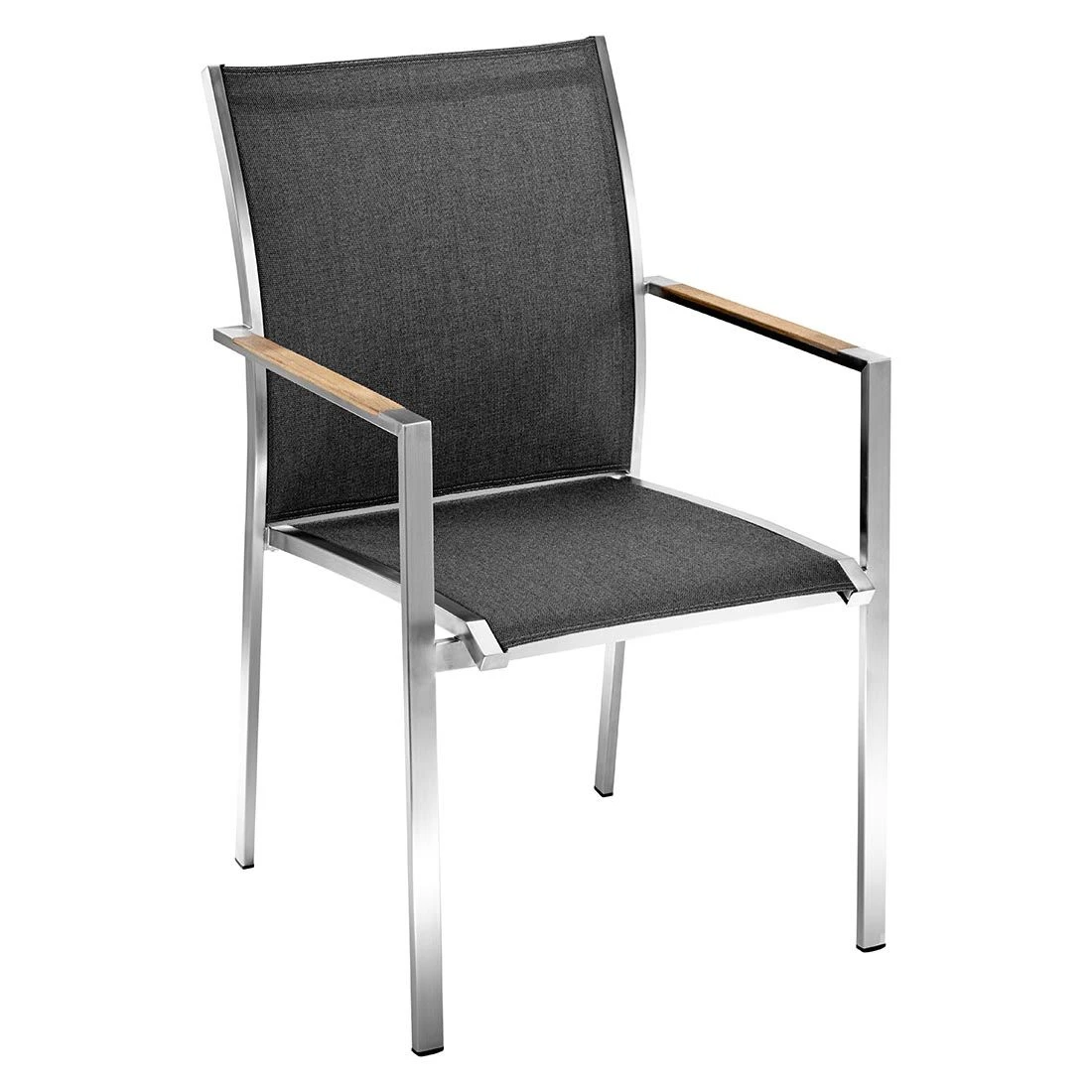 OUTLIV. Kreta Gartenmöbelset 7-tlg. Stapelsessel mit Tisch 220x100cm Silber/Coal