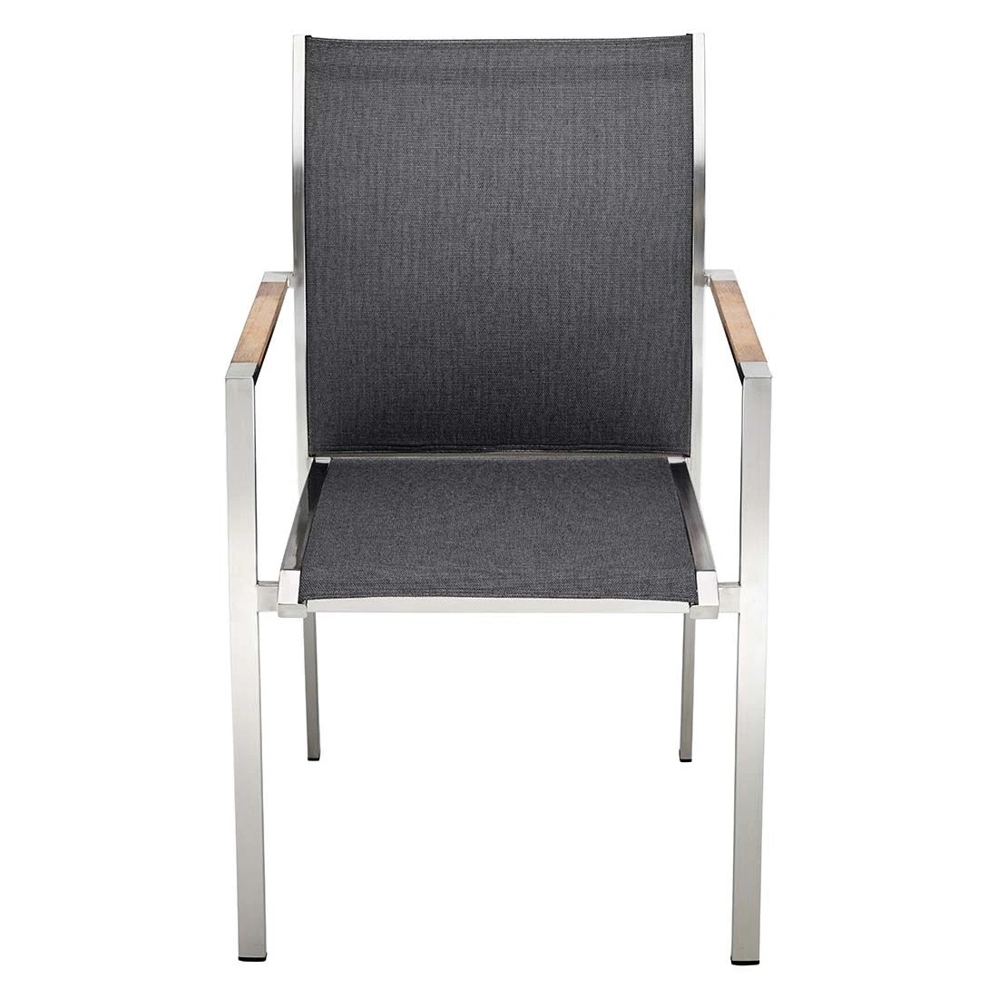 OUTLIV. Kreta Gartenmöbelset 7-tlg. Stapelsessel mit Tisch 220x100cm Silber/Coal