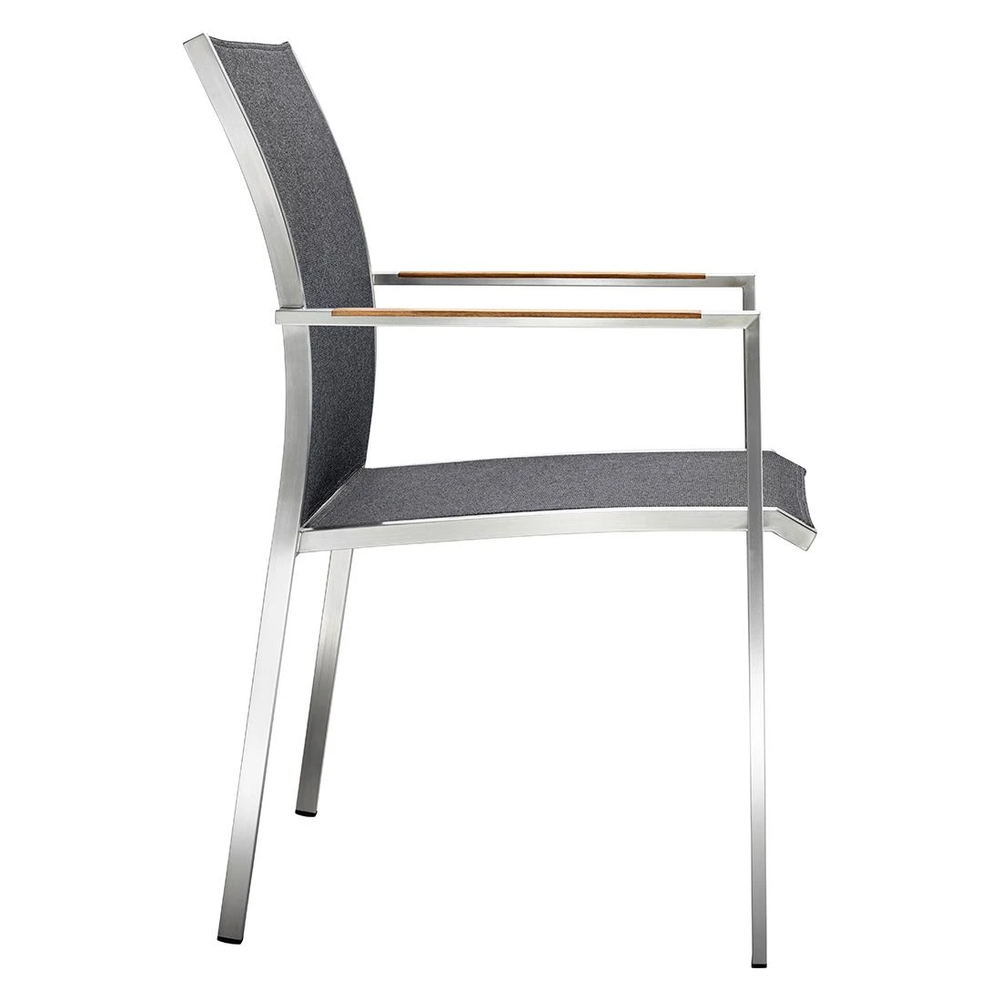 OUTLIV. Kreta Gartenmöbelset 7-tlg. Stapelsessel mit Tisch 220x100cm Silber/Coal