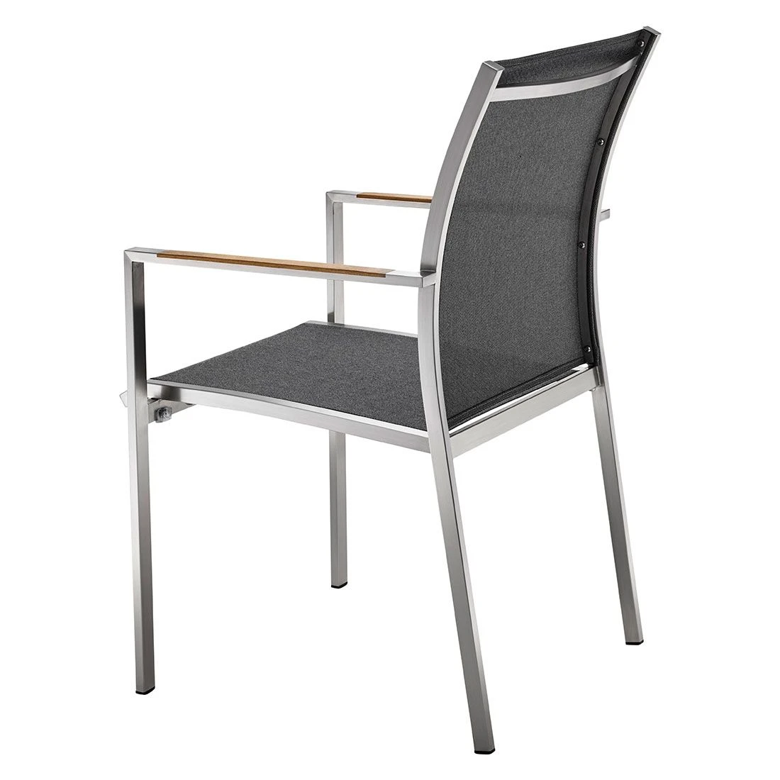 OUTLIV. Kreta Gartenmöbelset 7-tlg. Stapelsessel mit Tisch 220x100cm Silber/Coal