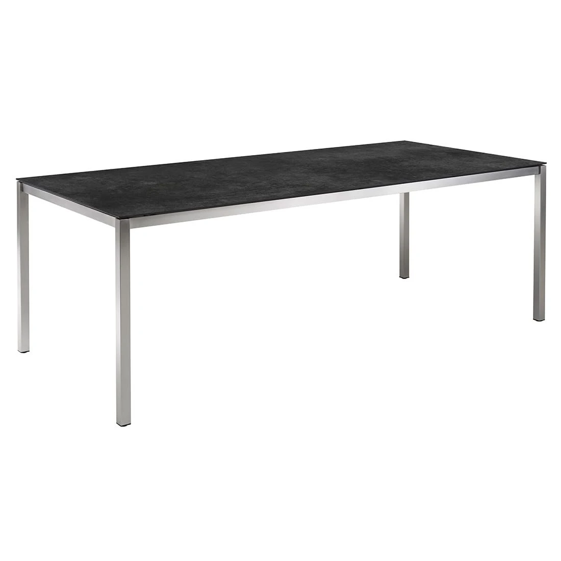 OUTLIV. Kreta Gartentisch 140x80cm Edelstahl/Keramik Silber/Concrete Coal