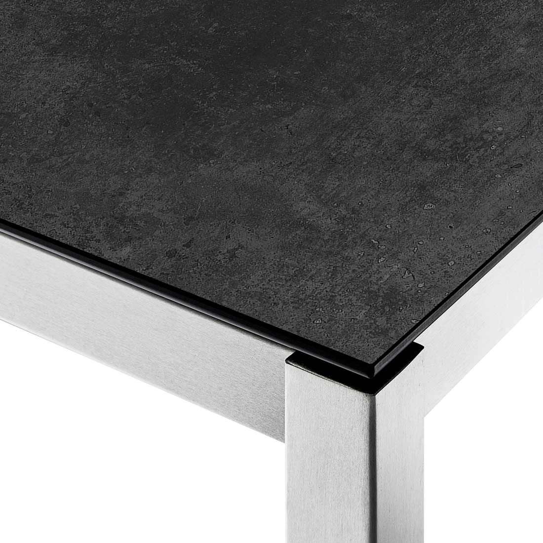 OUTLIV. Kreta Gartentisch 140x80cm Edelstahl/Keramik Silber/Concrete Coal