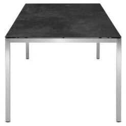 OUTLIV. Kreta Gartentisch 160x100cm Edelstahl/Keramik Silber/Concrete Coal