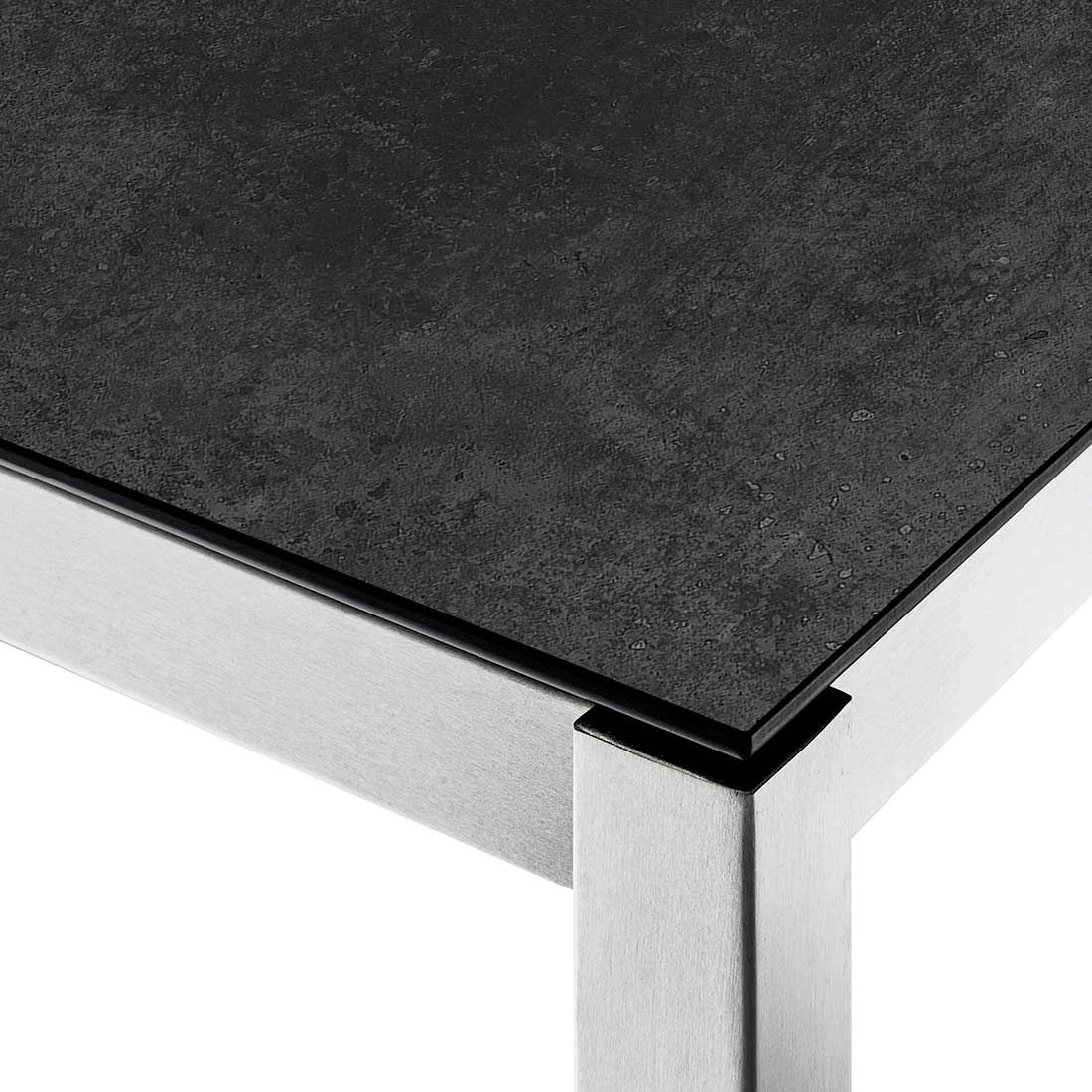 OUTLIV. Kreta Gartentisch Edelstahl/Keramik Silber/Concrete Coal