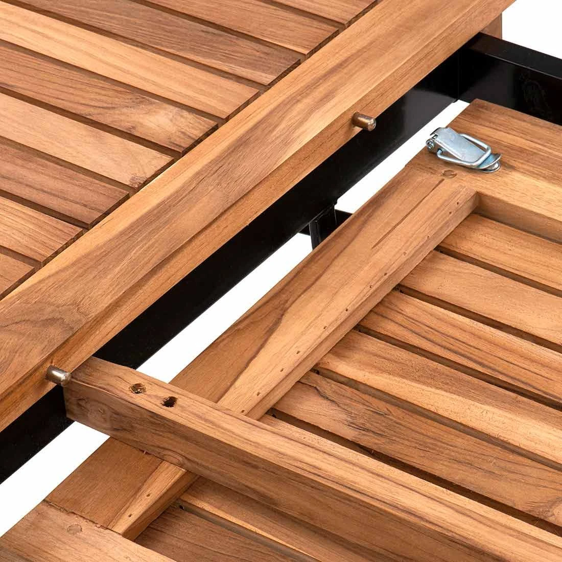 OUTLIV. Lindau Klapptisch 110/150x90x75 cm Stahl/Teak Dunkelgrau