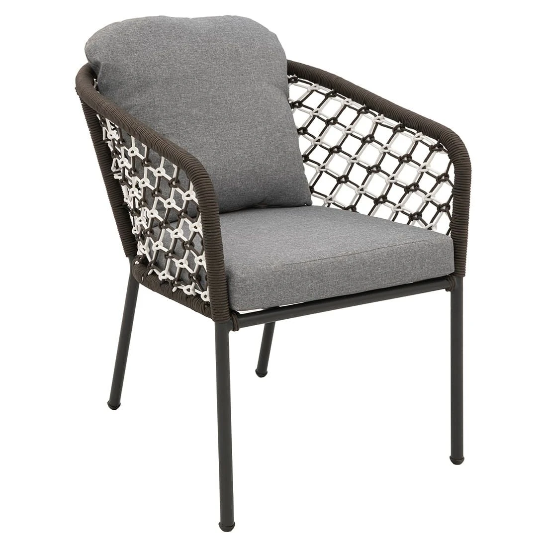 OUTLIV. Mali Gartensessel Aluminium/Rope Anthrazit/Dunkelgrau-Weiß