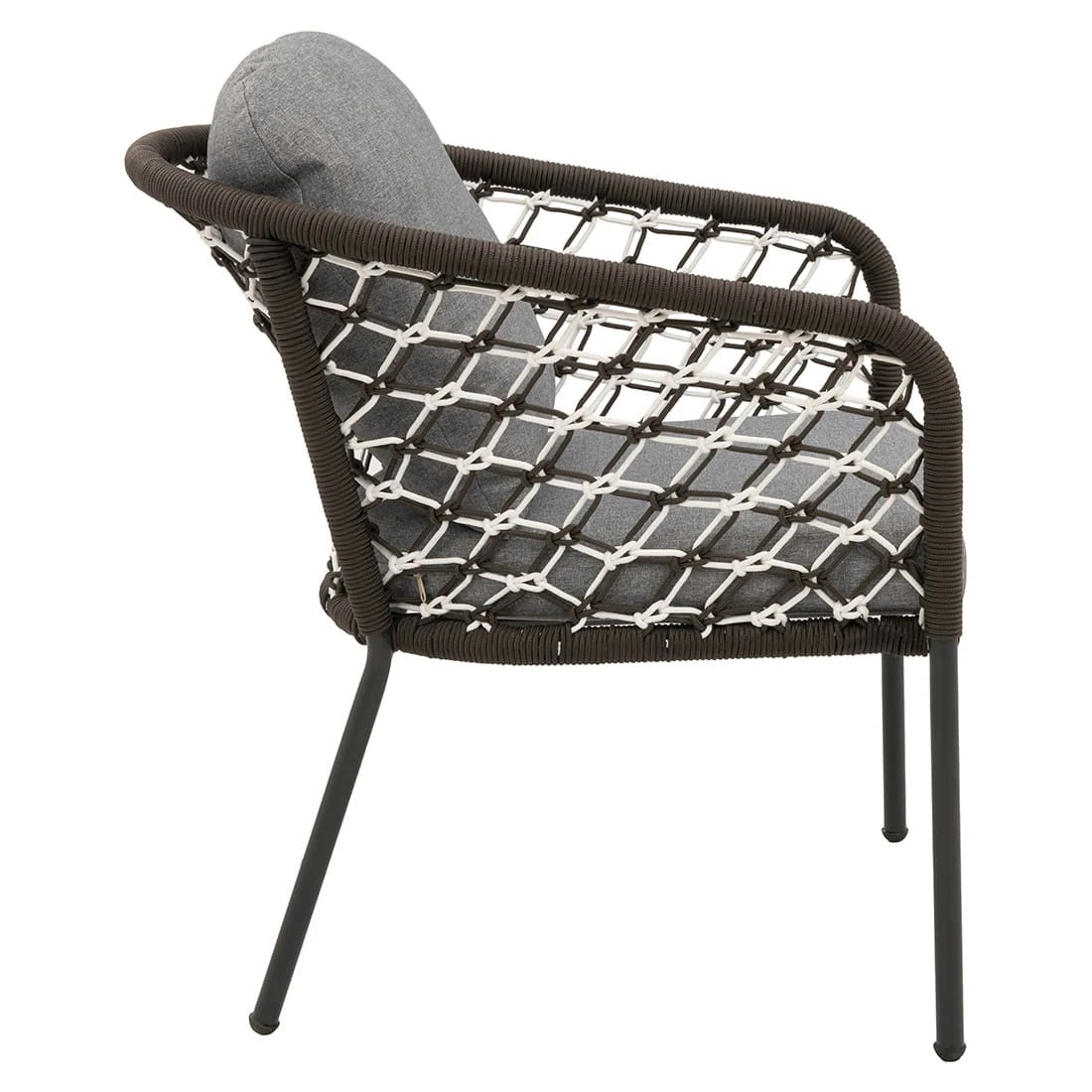 OUTLIV. Mali Gartensessel Aluminium/Rope Anthrazit/Dunkelgrau-Weiß