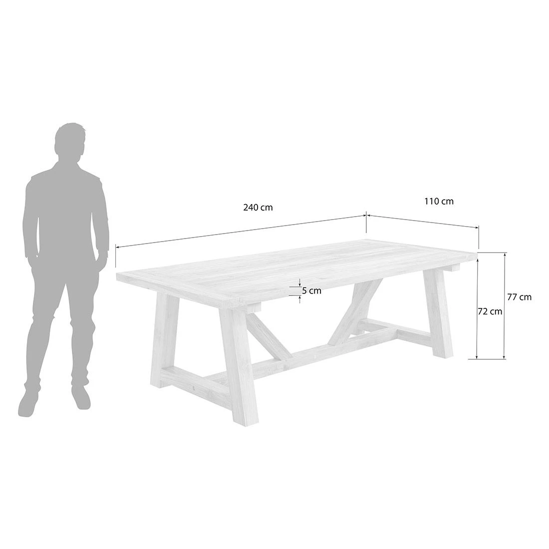 OUTLIV. Marbella Gartenmöbel-Set 3-tlg. Tisch 240x110cm Natur