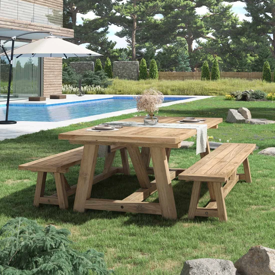 OUTLIV. Marbella Gartentisch 240x110 cm Teak Recycelt