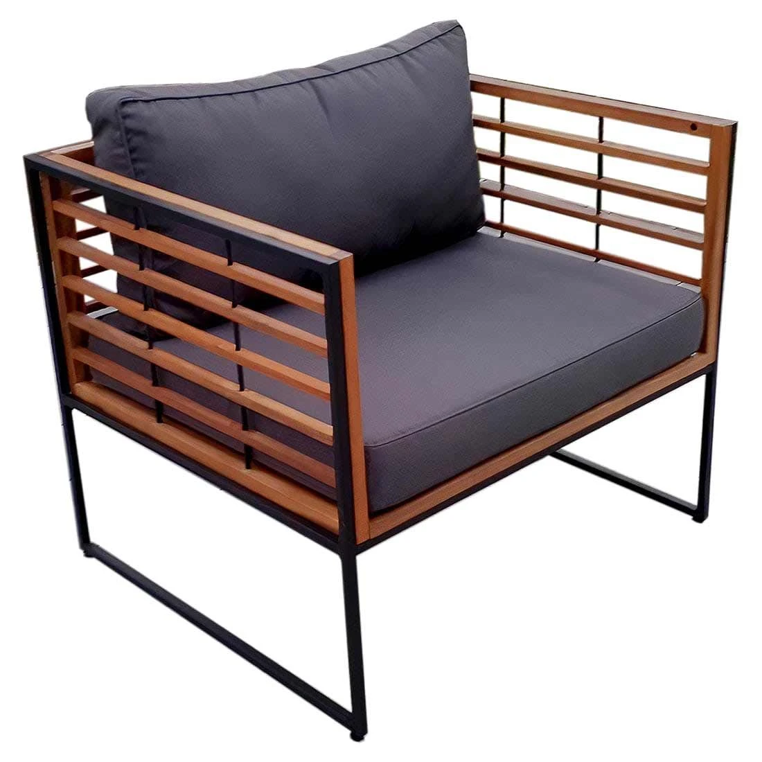 OUTLIV. Maui Loungeset 4-tlg. Stahl/Akazie/Polster Schwarz/Anthrazit