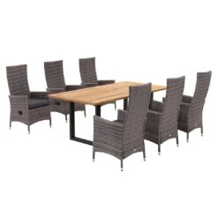 OUTLIV. Mexico Gartenmöbelset 7-tlg. Mit Tisch 200x100cm Grau/Schwarz