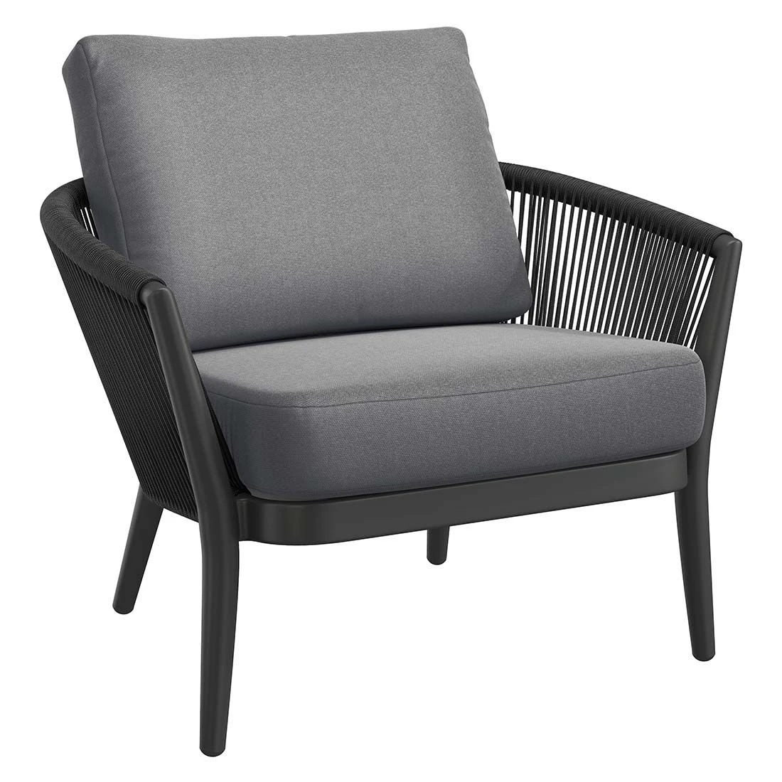 OUTLIV. Monet Loungesessel Aluminium/Rope inkl. Kissen Schwarz/Dunkelgrau