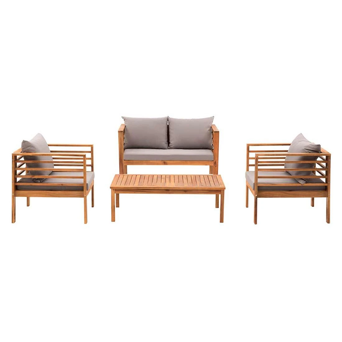 OUTLIV. Odense Loungeset 4-tlg. Akazie/Polyester Teak Look/Hellgrau