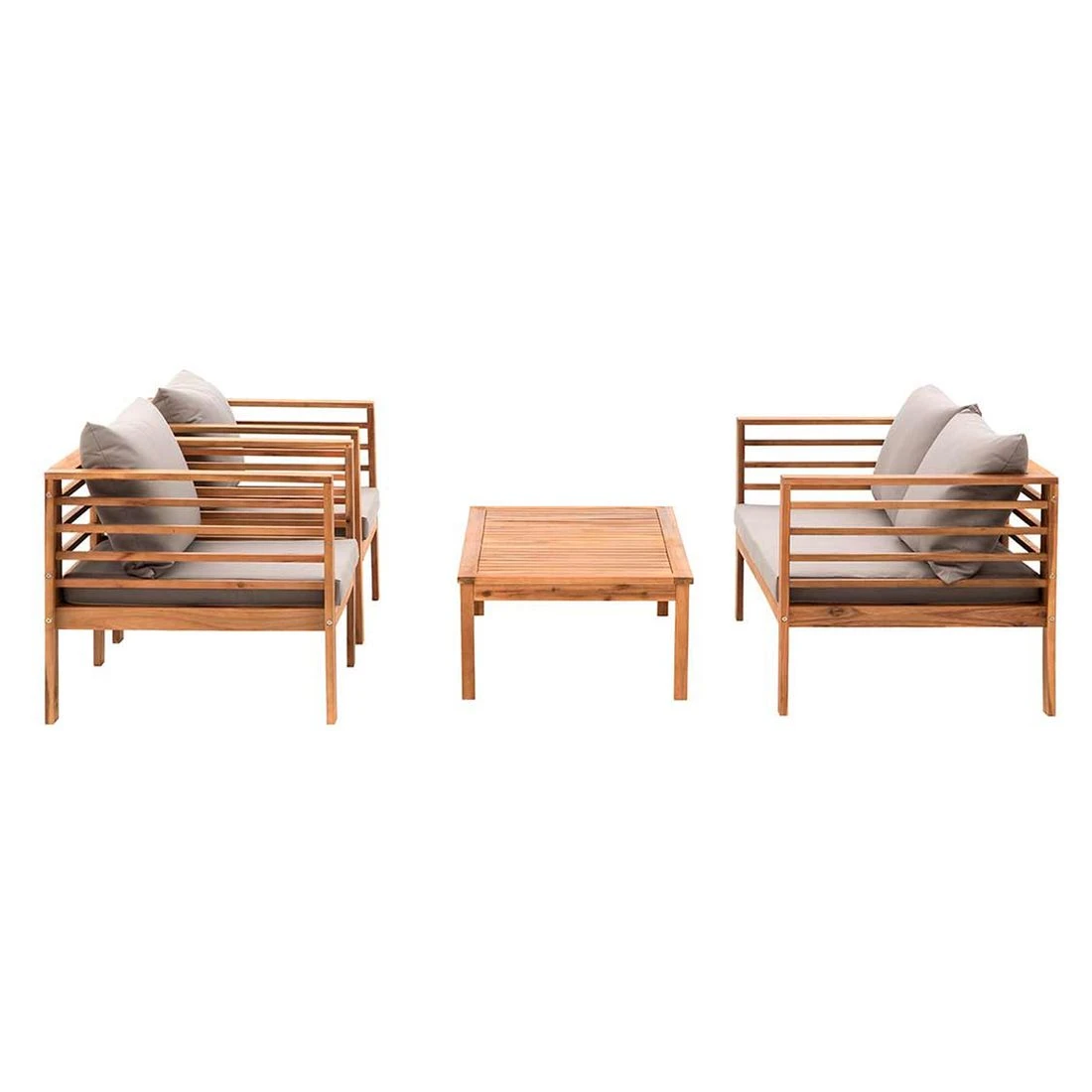 OUTLIV. Odense Loungeset 4-tlg. Akazie/Polyester Teak Look/Hellgrau