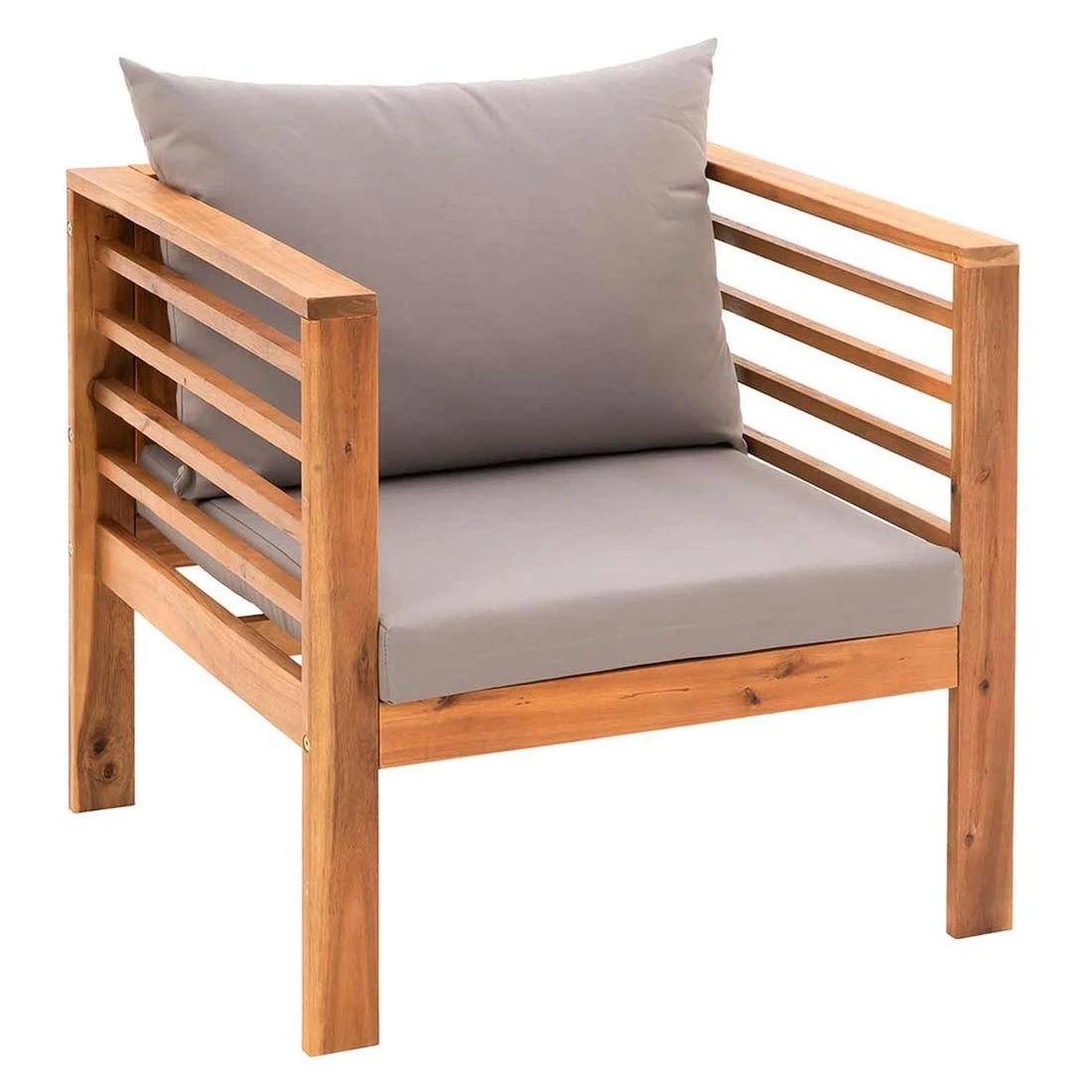 OUTLIV. Odense Loungeset 4-tlg. Akazie/Polyester Teak Look/Hellgrau