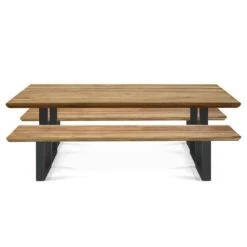 OUTLIV. Orlando Gartenmöbelset 3-tlg. Tisch 160x90cm Edelstahl/Teak Recycelt Charcoal/Teak Recycelt