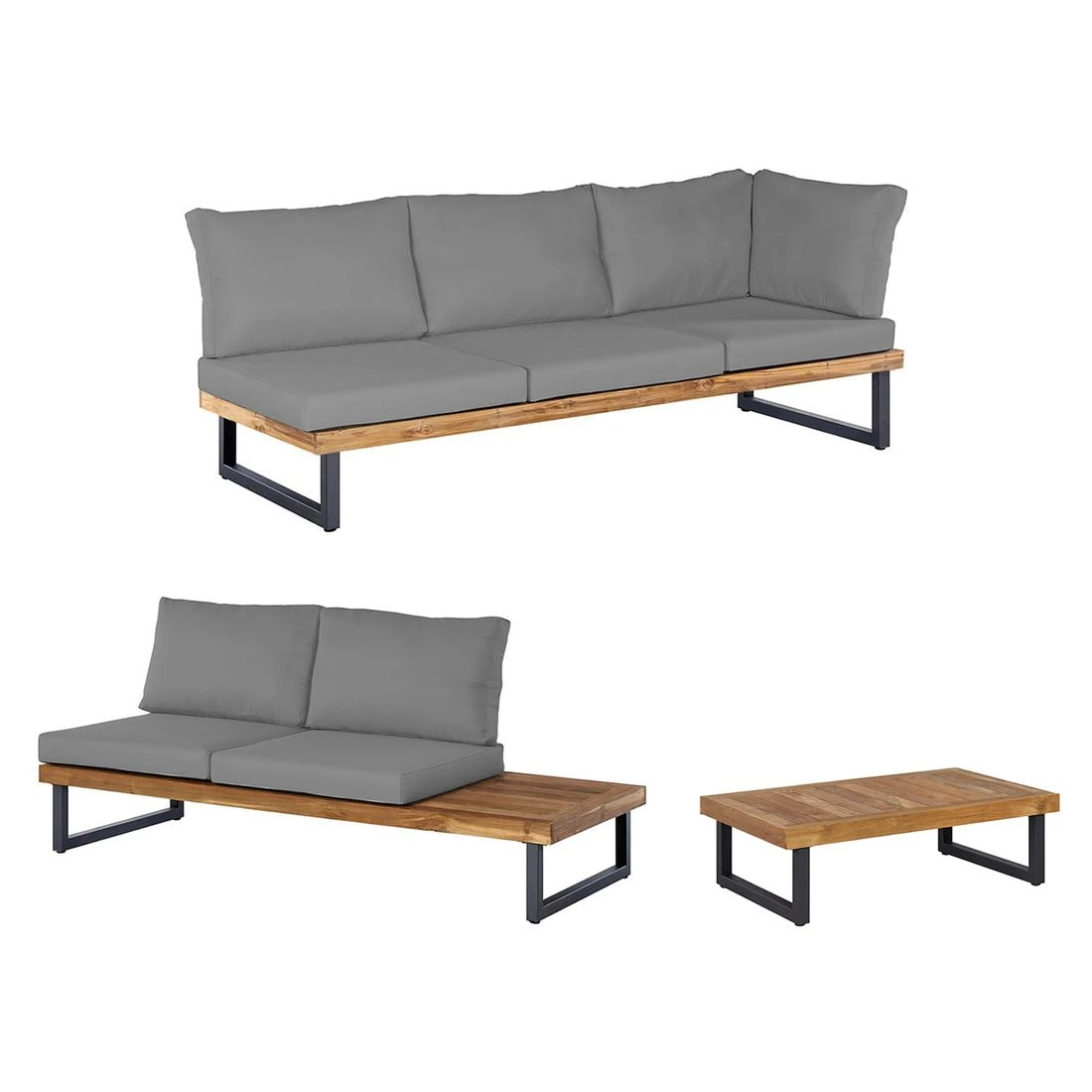 OUTLIV. Orleans Ecklounge 3-tlg. Stahl/Suntex Anthrazit/Hellgrau