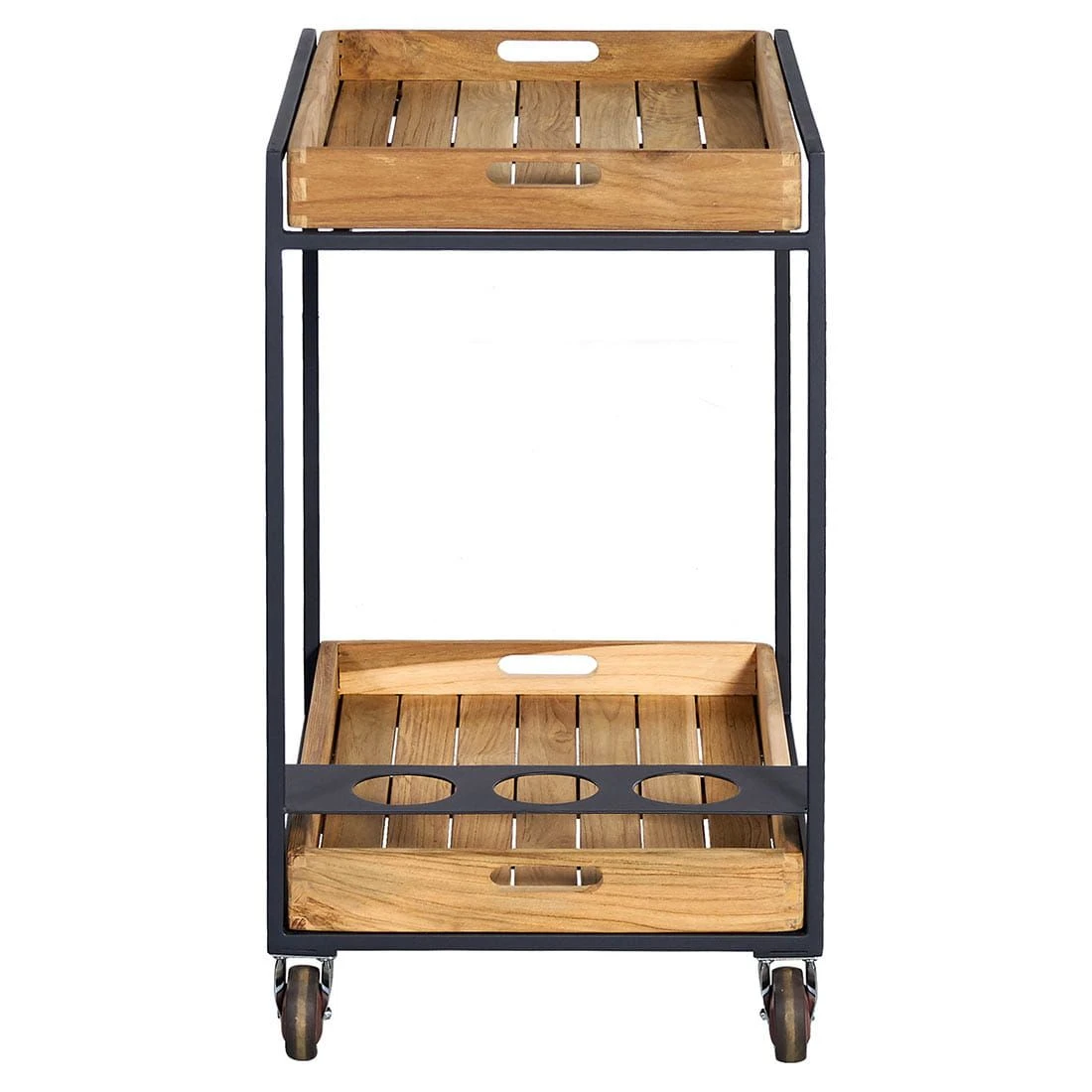 OUTLIV. Oro Servierwagen Stahl/Teak Recycelt Anthrazit/Natur