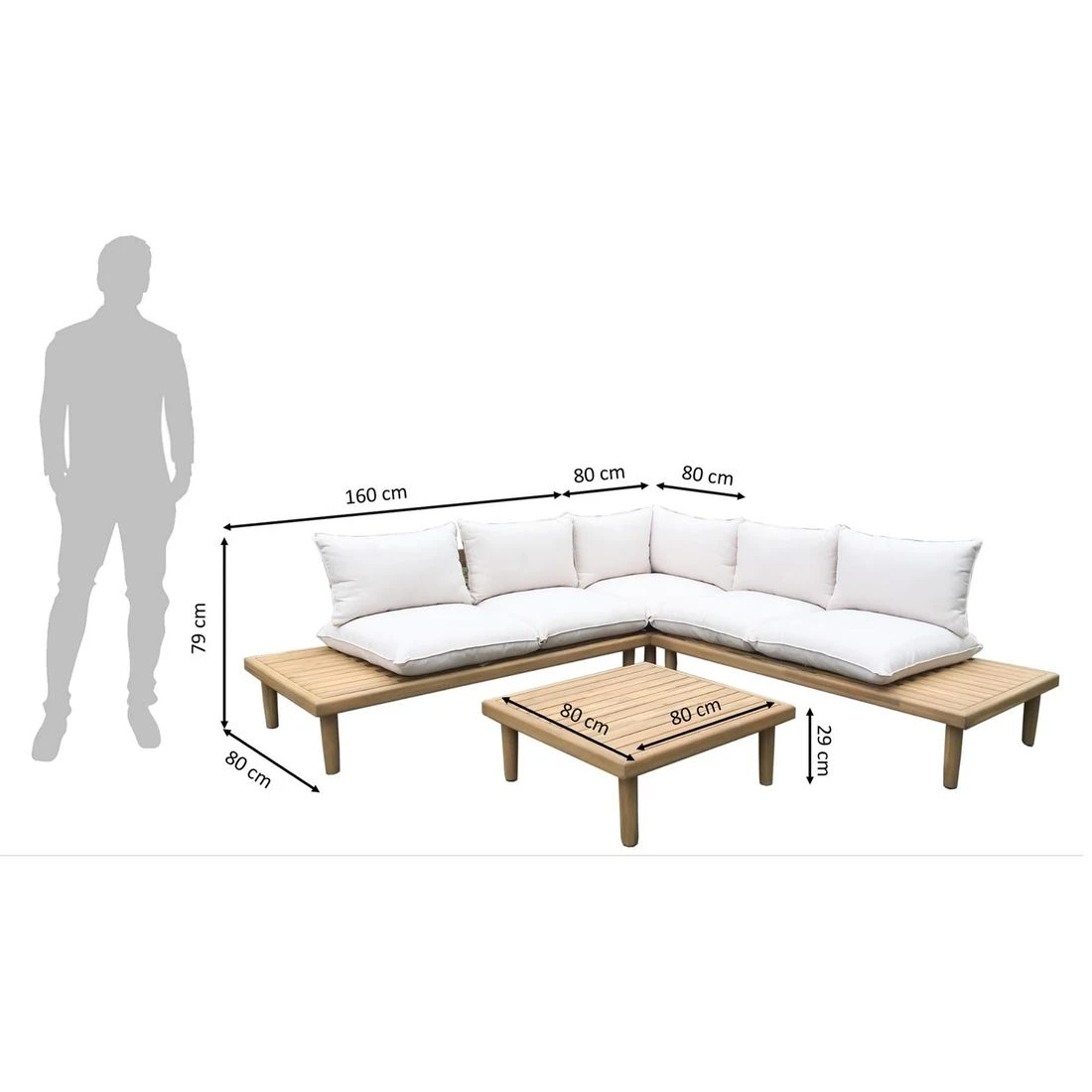 OUTLIV. Phoenix Ecklounge Akazie/Olefin Teak-Look