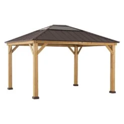OUTLIV. Gartenpavillon Zedernholz/Stahl Braun