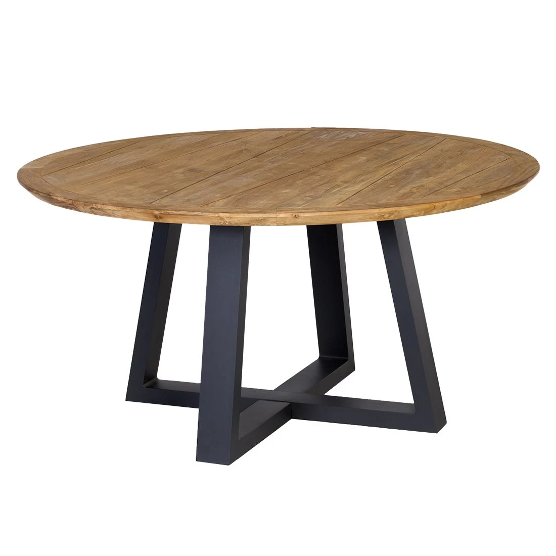 OUTLIV. Prag Gartentisch Ø150x76cm Aluminium/Teak Anthrazit/Natur