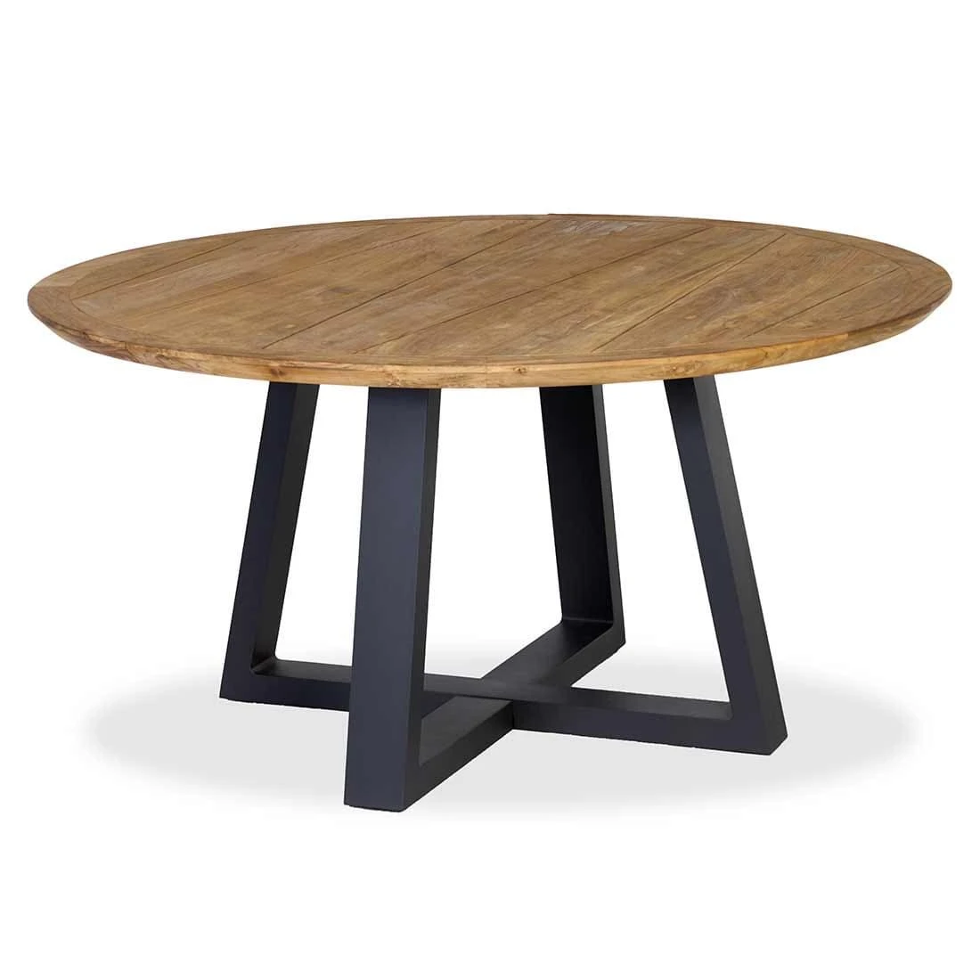 OUTLIV. Atlanta Gartentisch Ø130cm Aluminium/Teak Recycelt Charcoal/Teak Recycelt