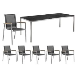 OUTLIV. Rimini Gartenmöbelset 7-tlg. Mit Tisch 180x100 Cm Silber/Concrete