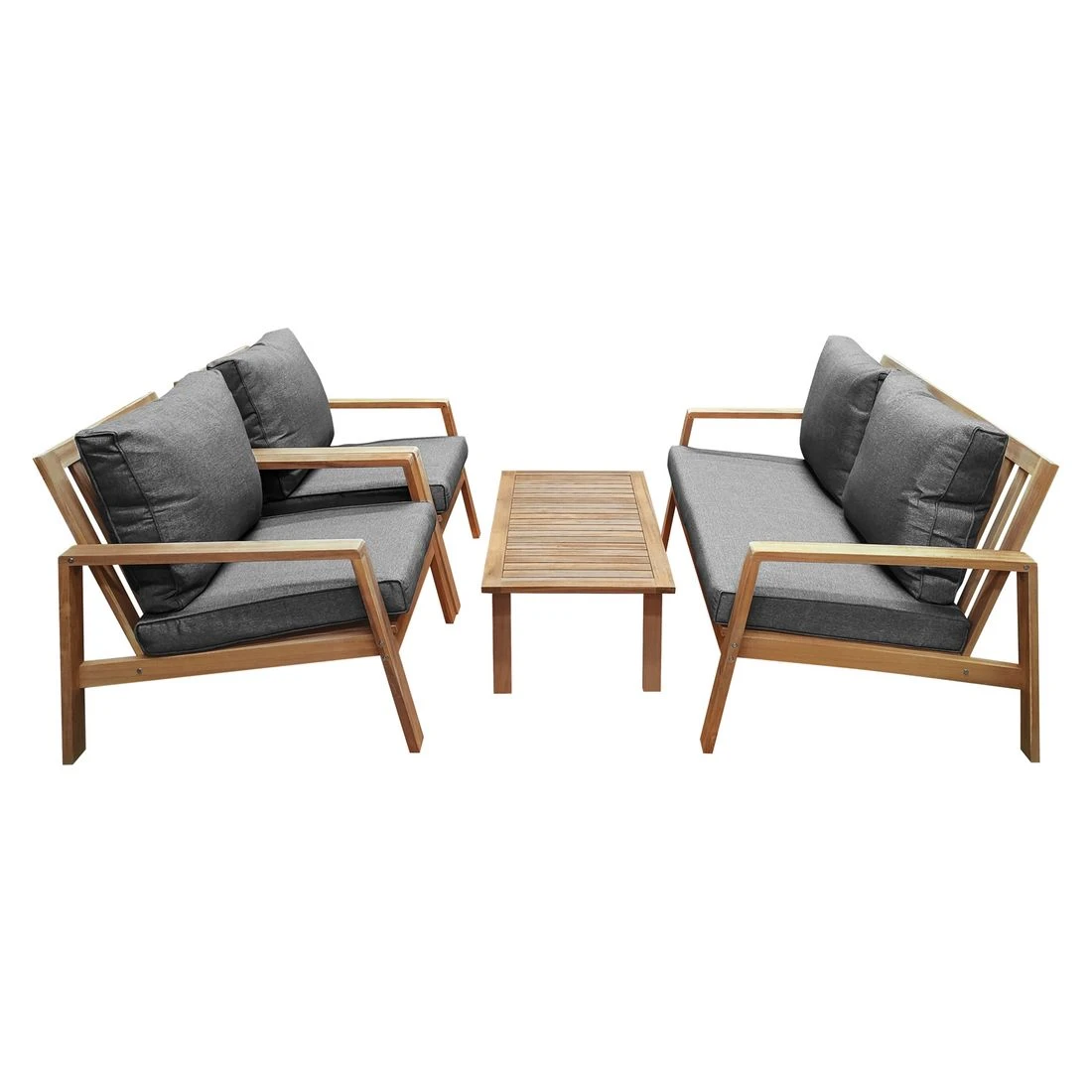 OUTLIV. Rosa Loungeset 4-tlg. Akazie/Spun-Polyester Natur/Anthrazit