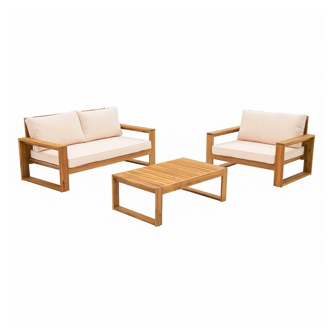 OUTLIV. Santa Cruz Loungeset 3-tlg. Akazie/Polyester Natur/Ecru