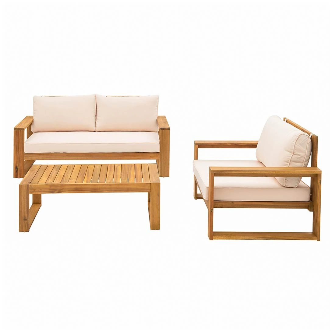 OUTLIV. Santa Cruz Loungeset 3-tlg. Akazie/Polyester Natur/Ecru