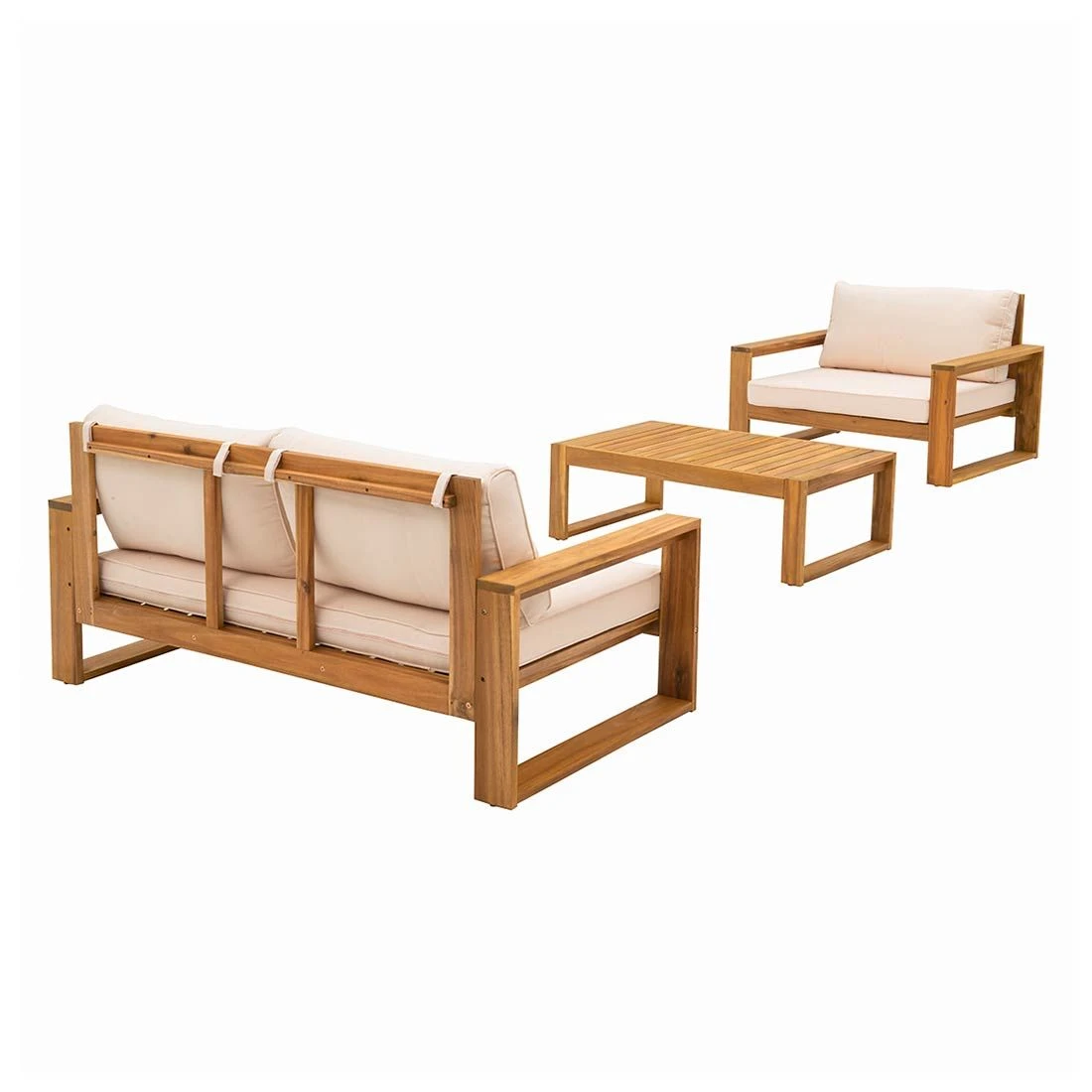 OUTLIV. Santa Cruz Loungeset 3-tlg. Akazie/Polyester Natur/Ecru