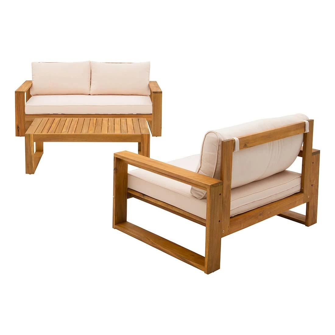 OUTLIV. Santa Cruz Loungeset 3-tlg. Akazie/Polyester Natur/Ecru