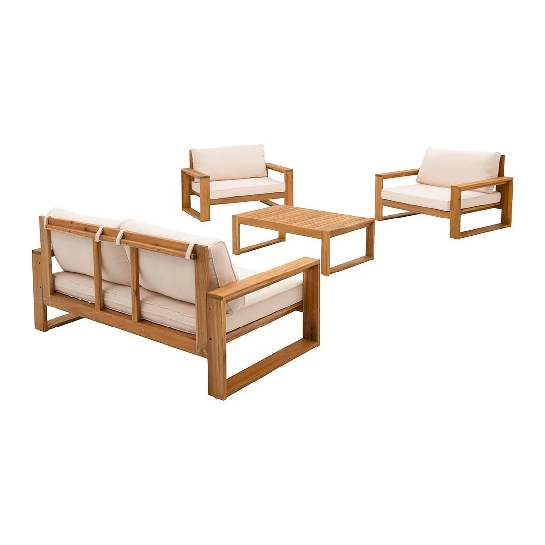 OUTLIV. Santa Cruz Loungeset 4-tlg. Akazie/Polyester Natur/Ecru