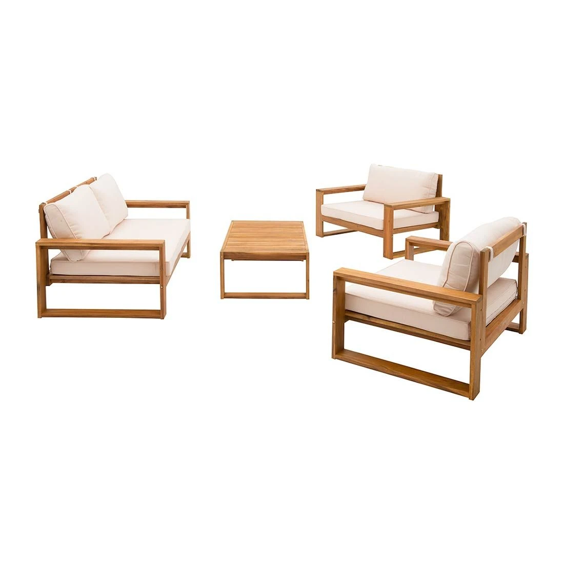 OUTLIV. Santa Cruz Loungeset 4-tlg. Akazie/Polyester Natur/Ecru
