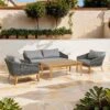 OUTLIV. Santorin Loungeset 4-tlg. Teak/Rope/Olefin Natur/Dunkelgrau