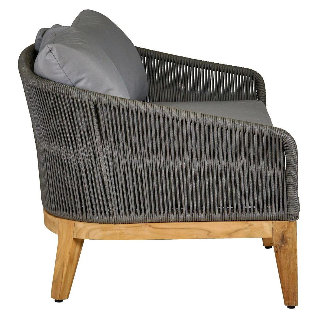 OUTLIV. Santorin Loungeset 4-tlg. Teak/Rope/Olefin Natur/Dunkelgrau