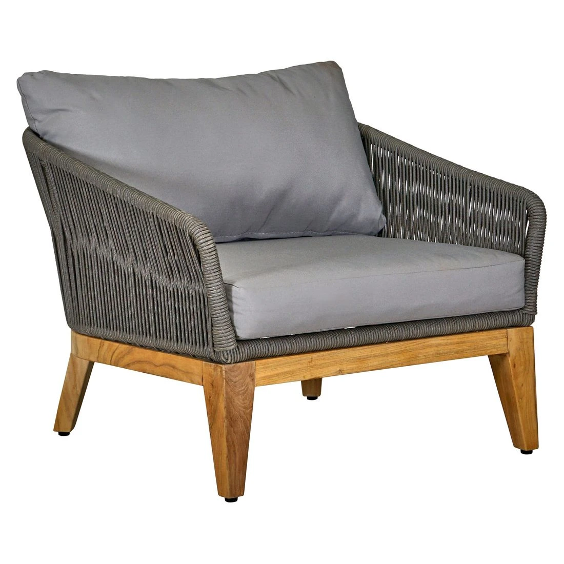 OUTLIV. Santorin Loungeset 4-tlg. Teak/Rope/Olefin Natur/Dunkelgrau