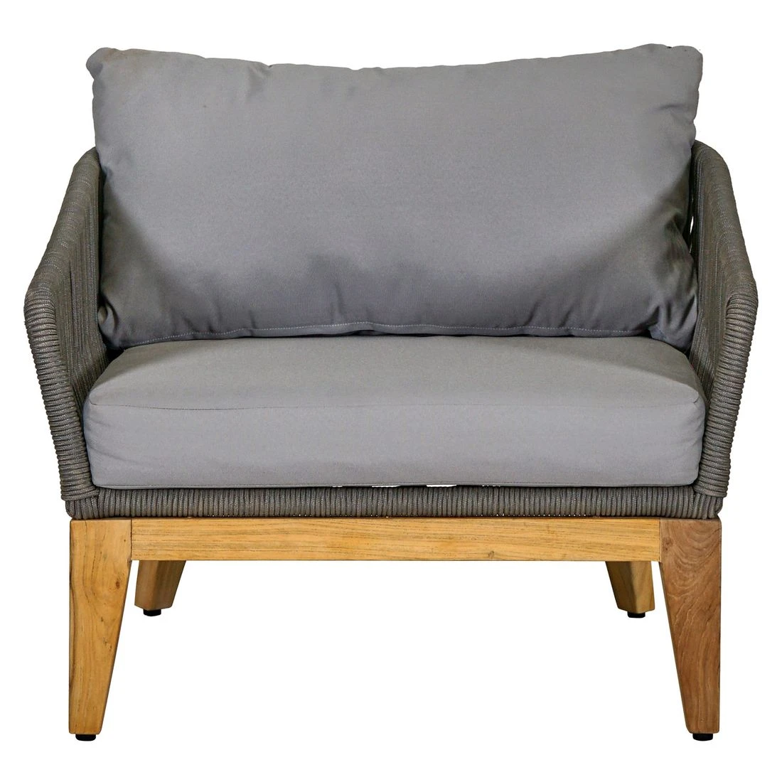 OUTLIV. Santorin Loungeset 4-tlg. Teak/Rope/Olefin Natur/Dunkelgrau