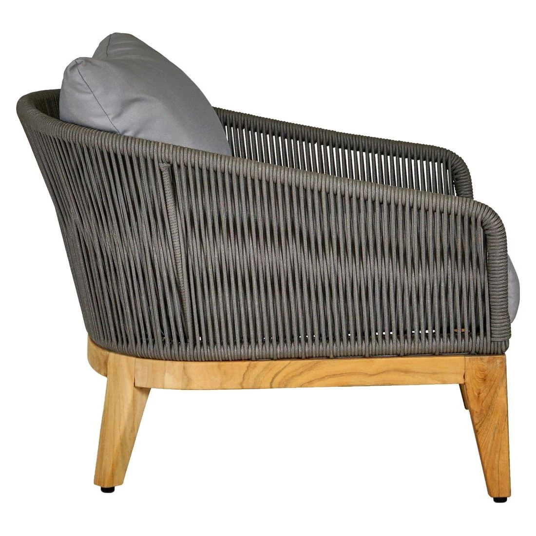 OUTLIV. Santorin Loungeset 4-tlg. Teak/Rope/Olefin Natur/Dunkelgrau