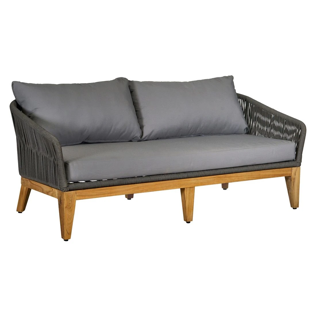 OUTLIV. Santorin Loungeset 4-tlg. Teak/Rope/Olefin Natur/Dunkelgrau
