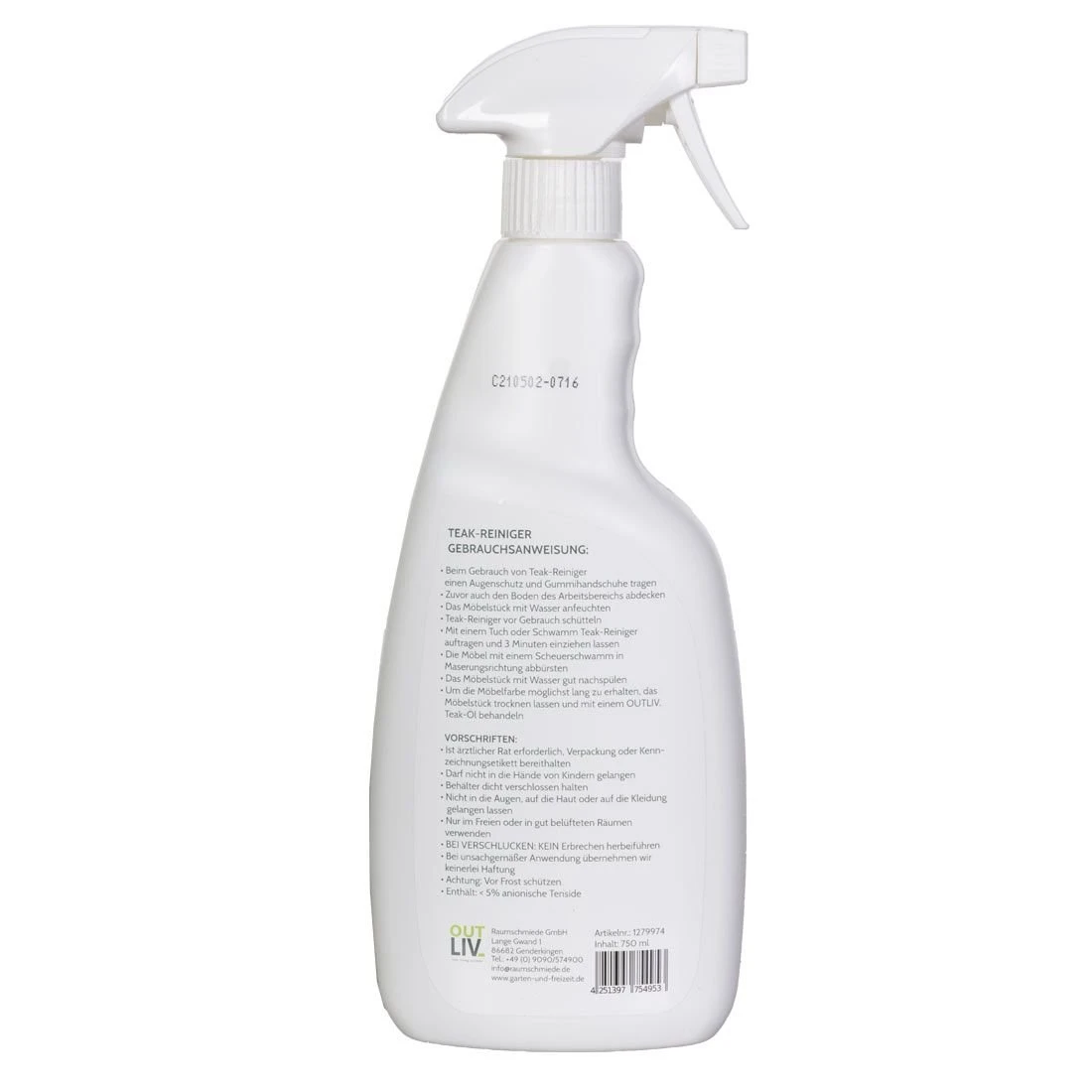 OUTLIV. Teak & Hartholz Reiniger 750ml