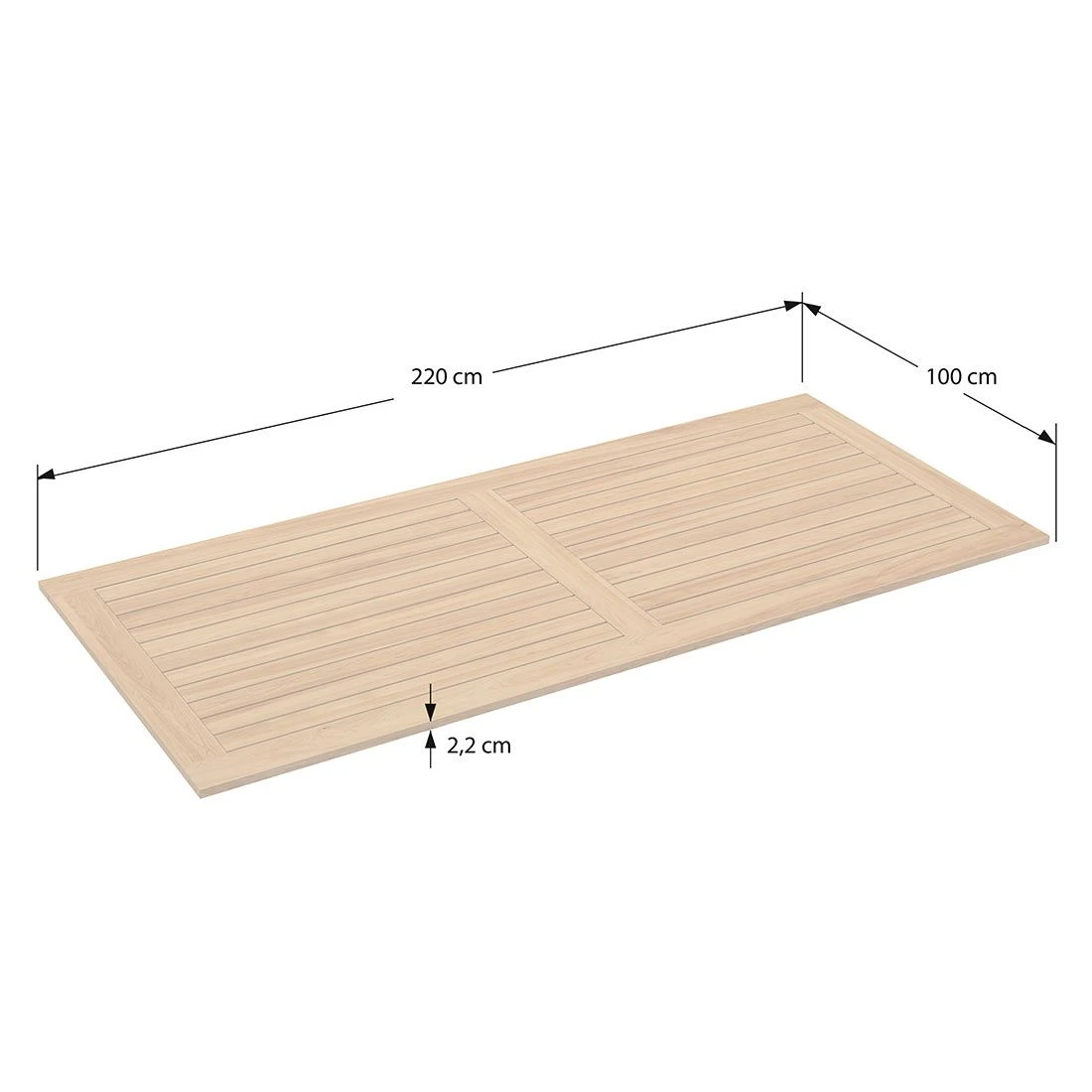 OUTLIV. Gartentisch-Platte 220x100 cm Teak Natur