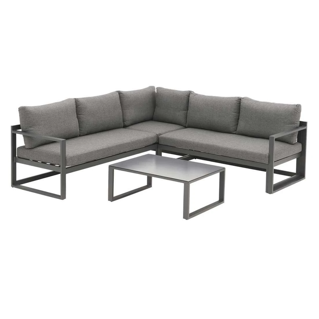OUTLIV. Florenz Ecklounge 3-teilig Aluminium inklusive Kissen Dunkelgrau